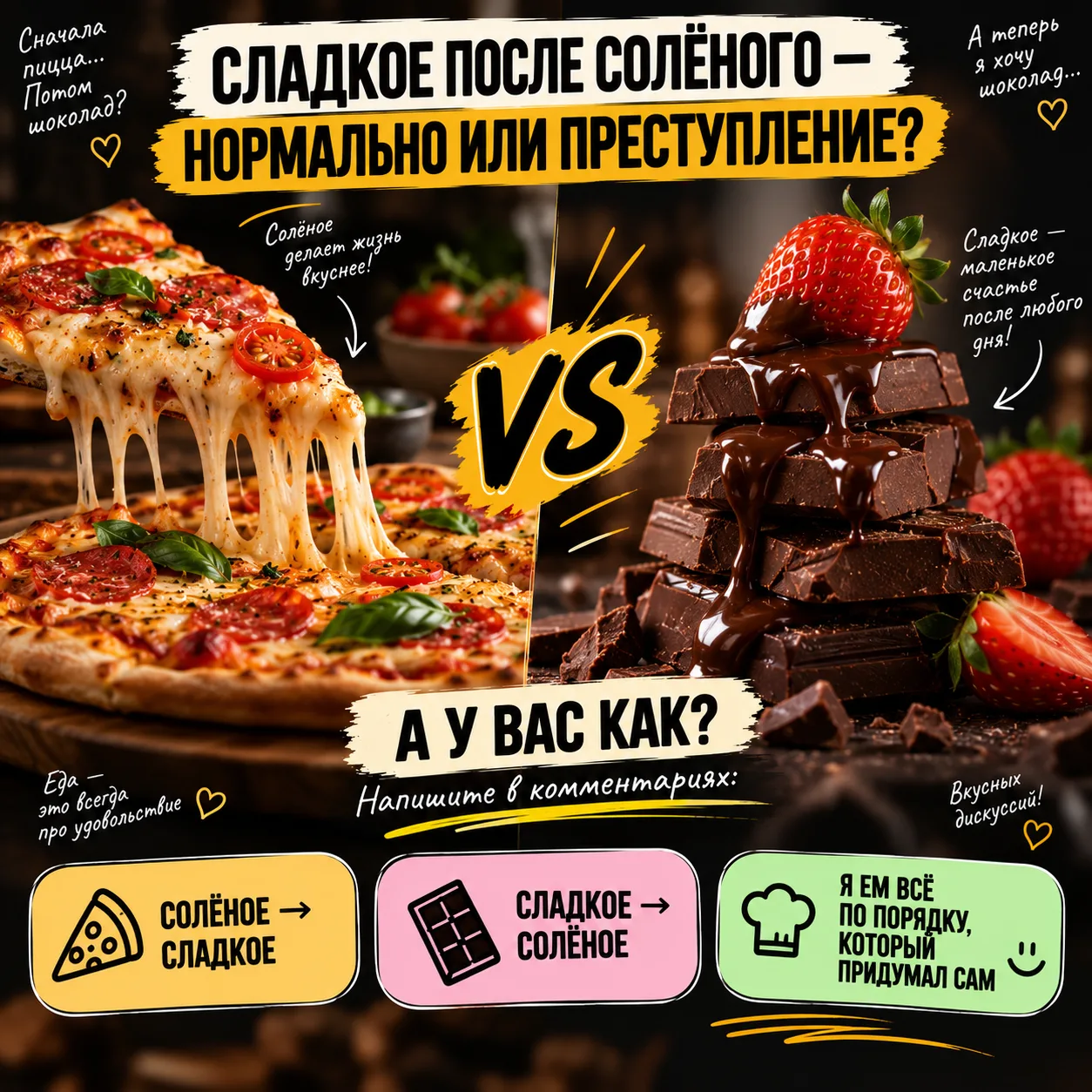 СЛАДКОЕ ПОСЛЕ СОЛЁНОГО — НОРМАЛЬНО ИЛИ ПРЕСТУПЛЕНИЕ? 🍫