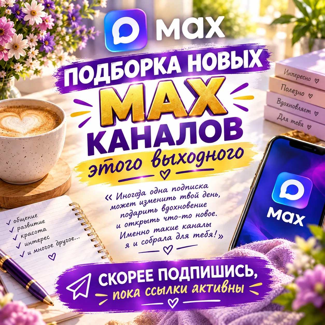 💜 Новые МАХ-каналы, которые точно стоит открыть!
