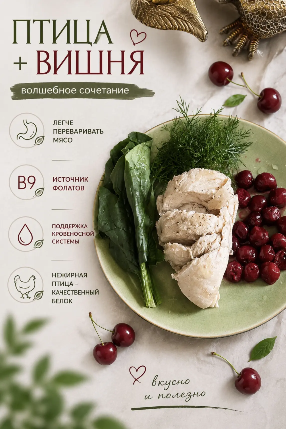 🍒 Птица + вишня — необычно, но очень интересно…