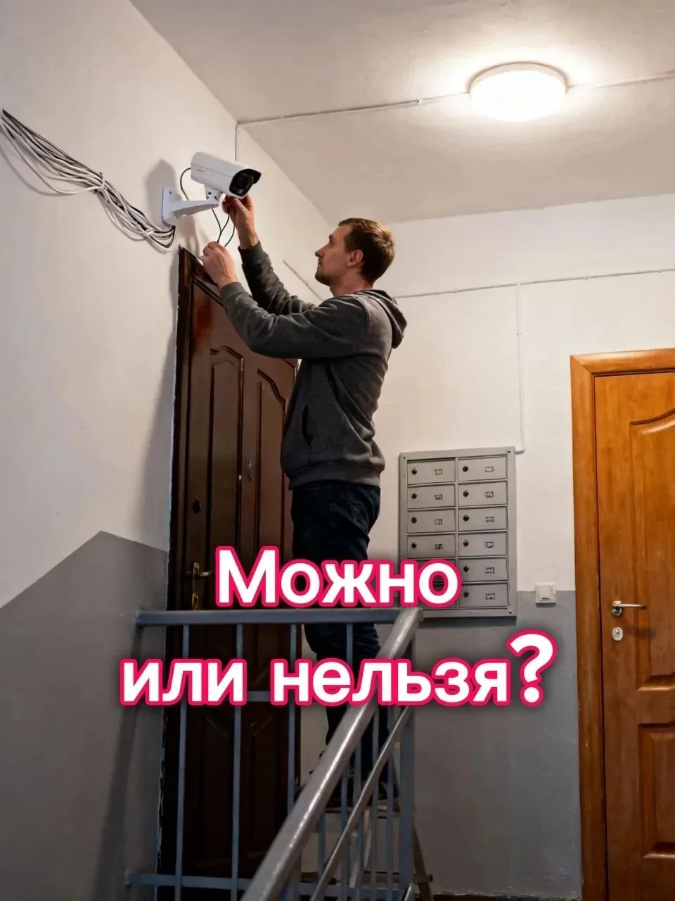 Знакомая ситуация?

Хочется поставить видеокамеру на лестничной площадке для безопасности, а соседи 