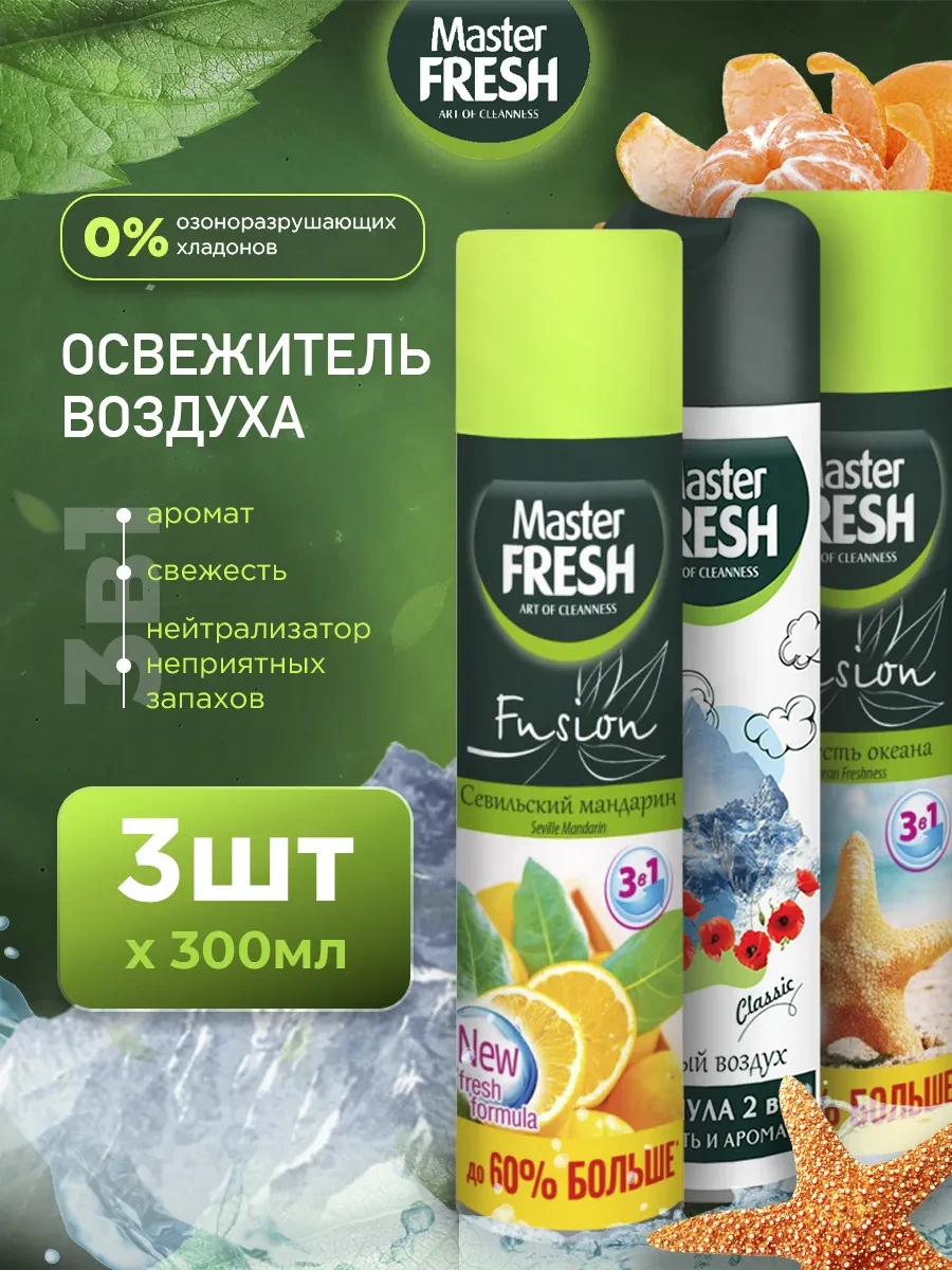 ⚡️ Освежитель воздуха набор 300мл*3шт, MASTER FRESH