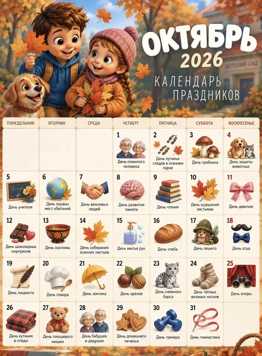 Открываем октябрь в семейном календаре — и сразу приключение!
