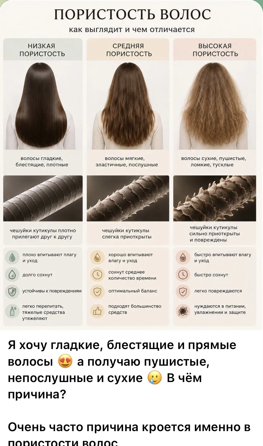 Я хочу гладкие, блестящие и прямые волосы 😍 а получаю пушистые, непослушные и сухие 🥲 В чём причин