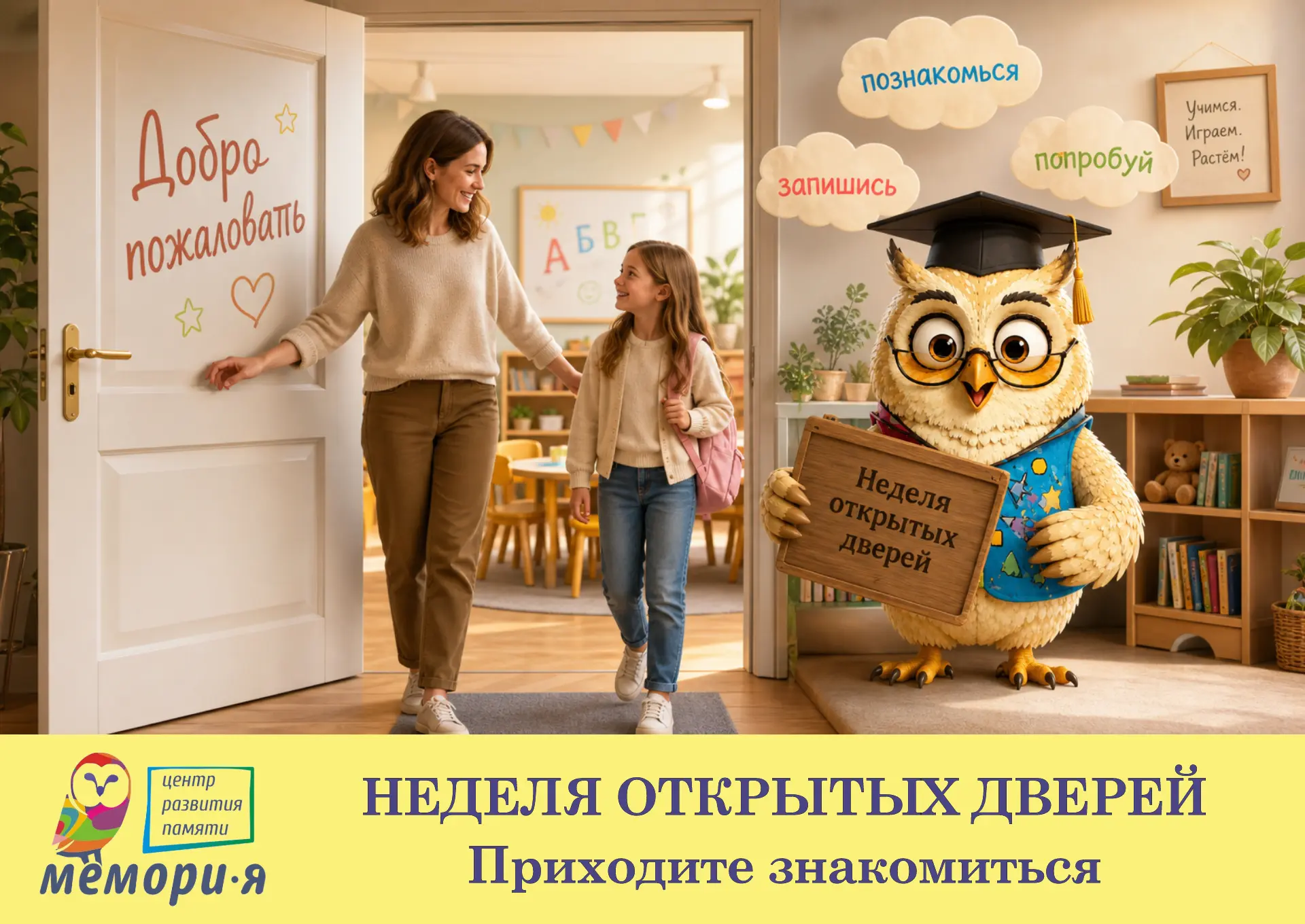 Друзья, мы приглашаем вас и ваших детей на Неделю открытых дверей в центре развития пам...