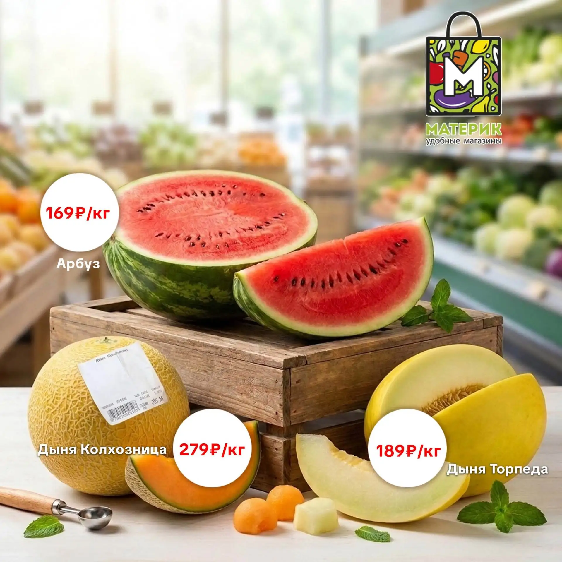 🍉 Арбузно-дынное настроение в сети "Материк"!