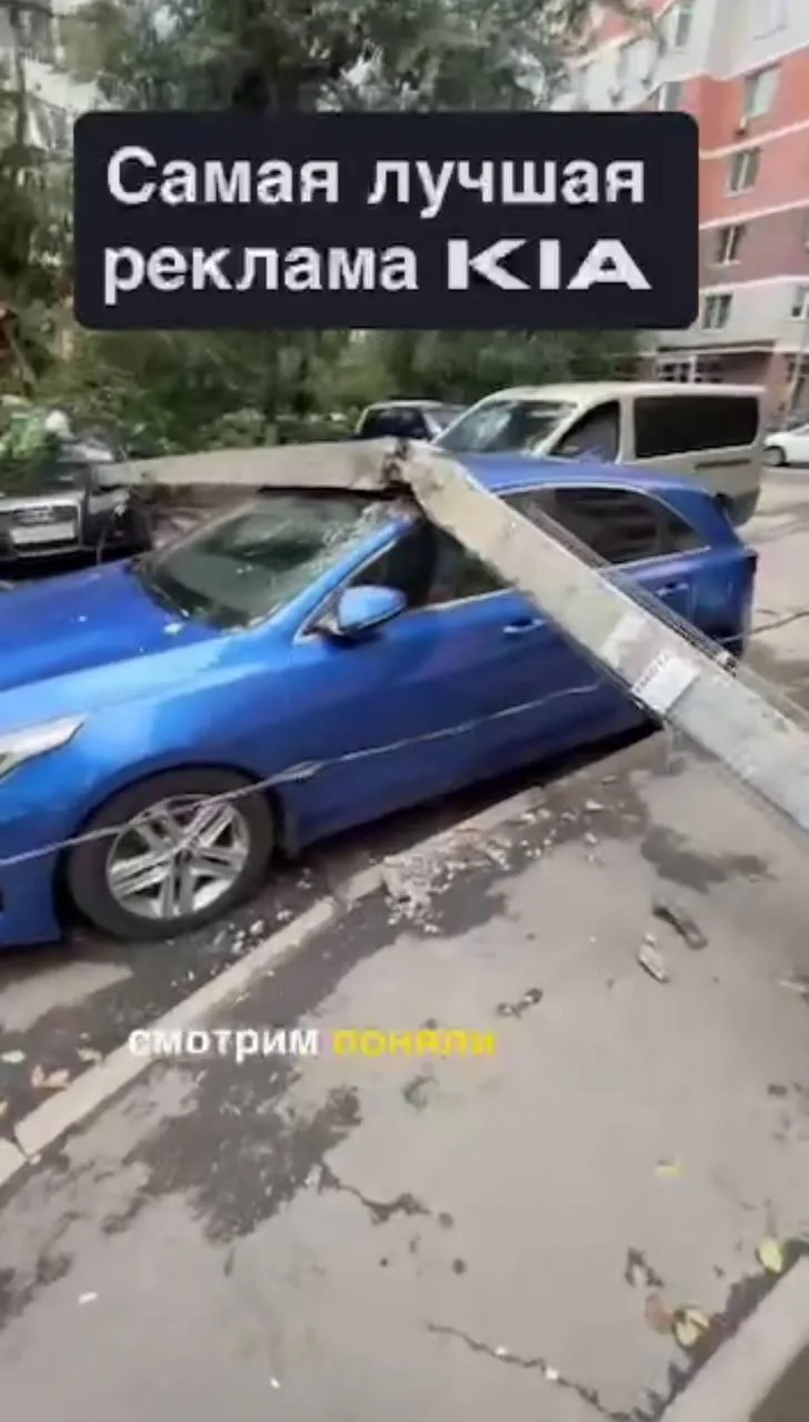 Обычная Kia расколола упавший на нее бетонный столб

В Ростове шторм повалил тяжелую опору на машину