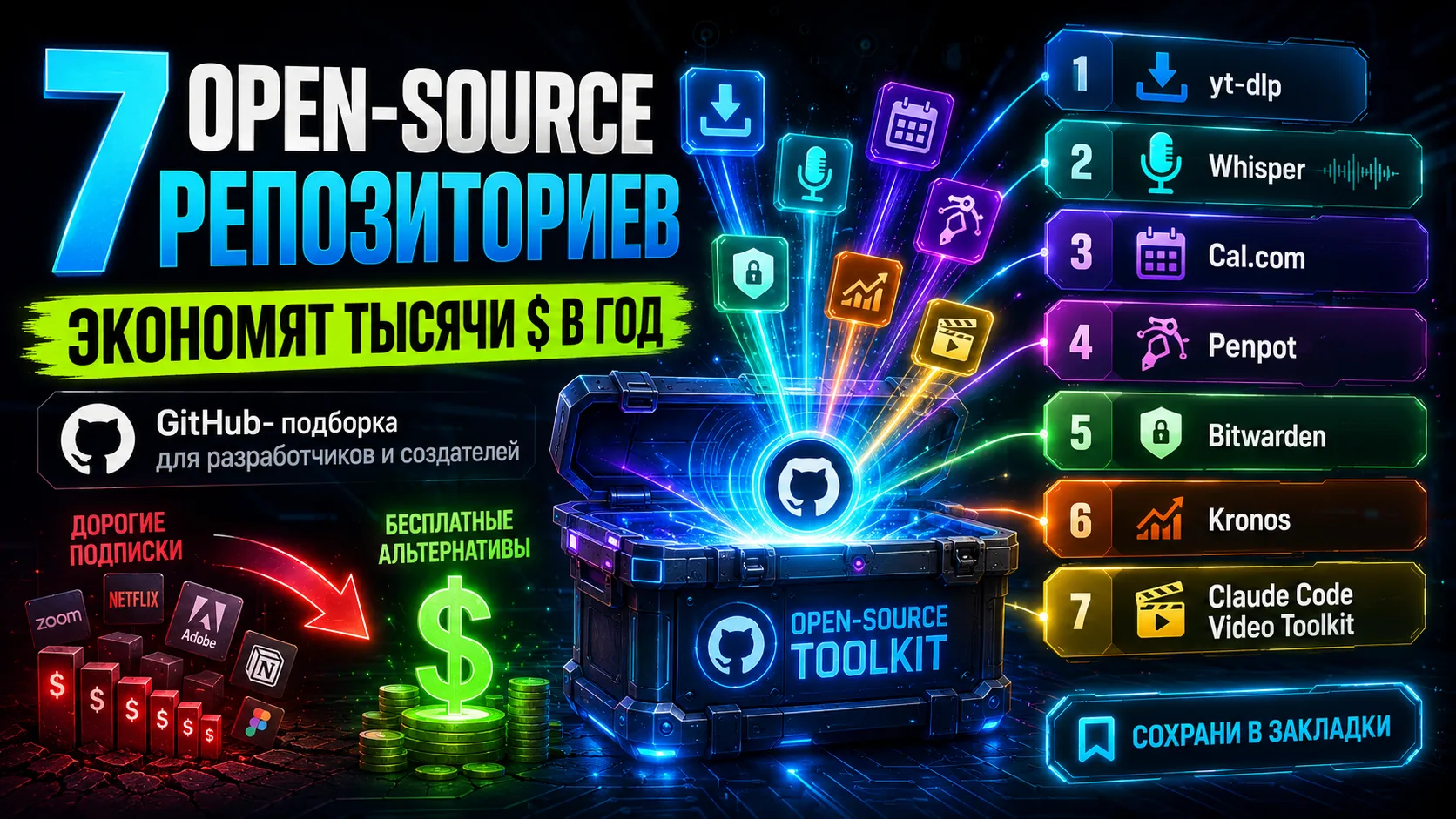 🔥 7 open-source репозиториев на GitHub, которые сэкономят вам тысячи долларов в год

Зачем переплач