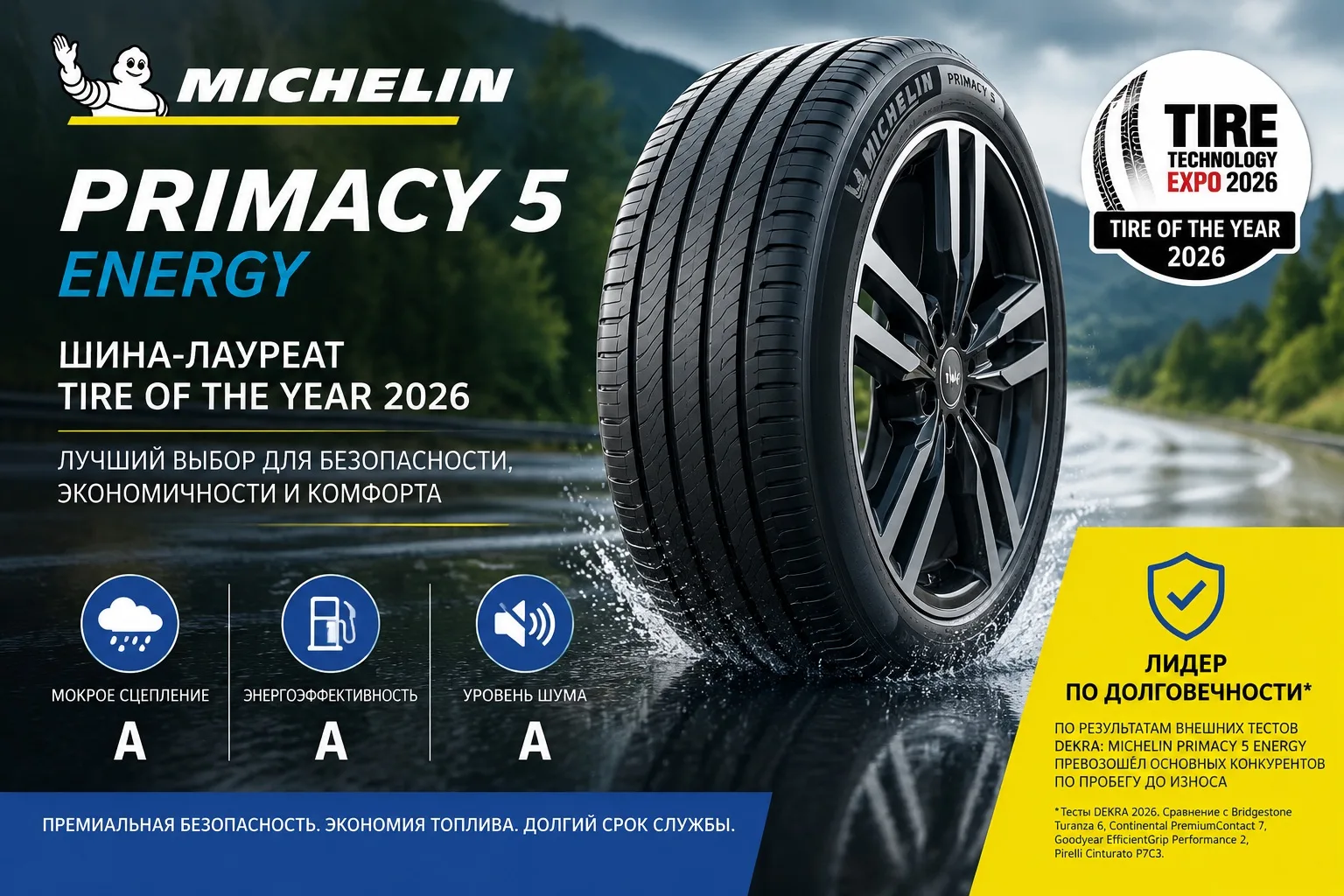 Michelin Primacy 5 Energy получил премию Tire of the Year 2026.