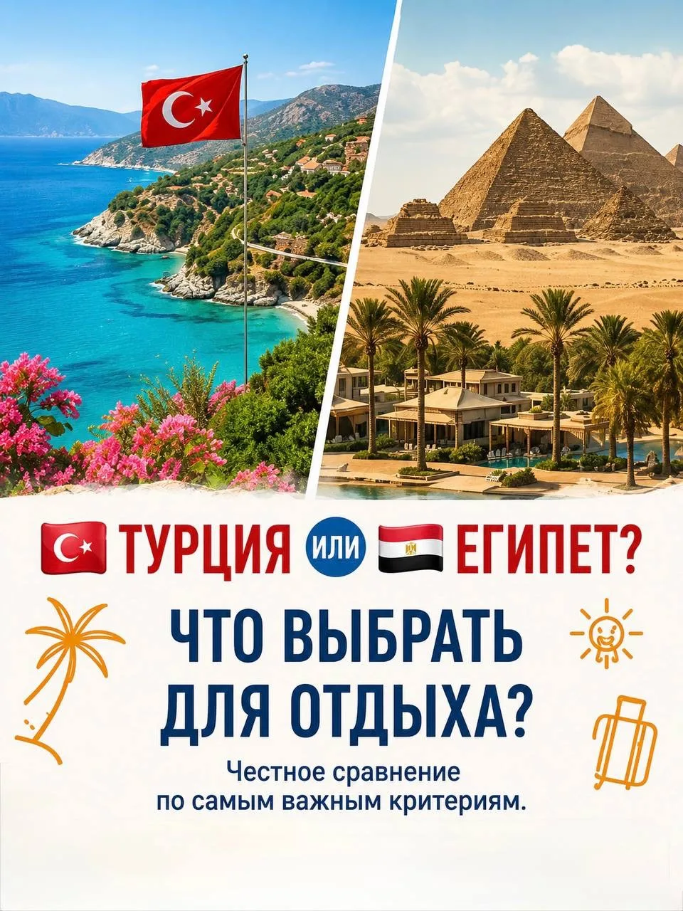 Турция 🇹🇷 или Египет 🇪🇬? Что выбрать для отдыха?

На самом деле правильного ответа нет — всё зав