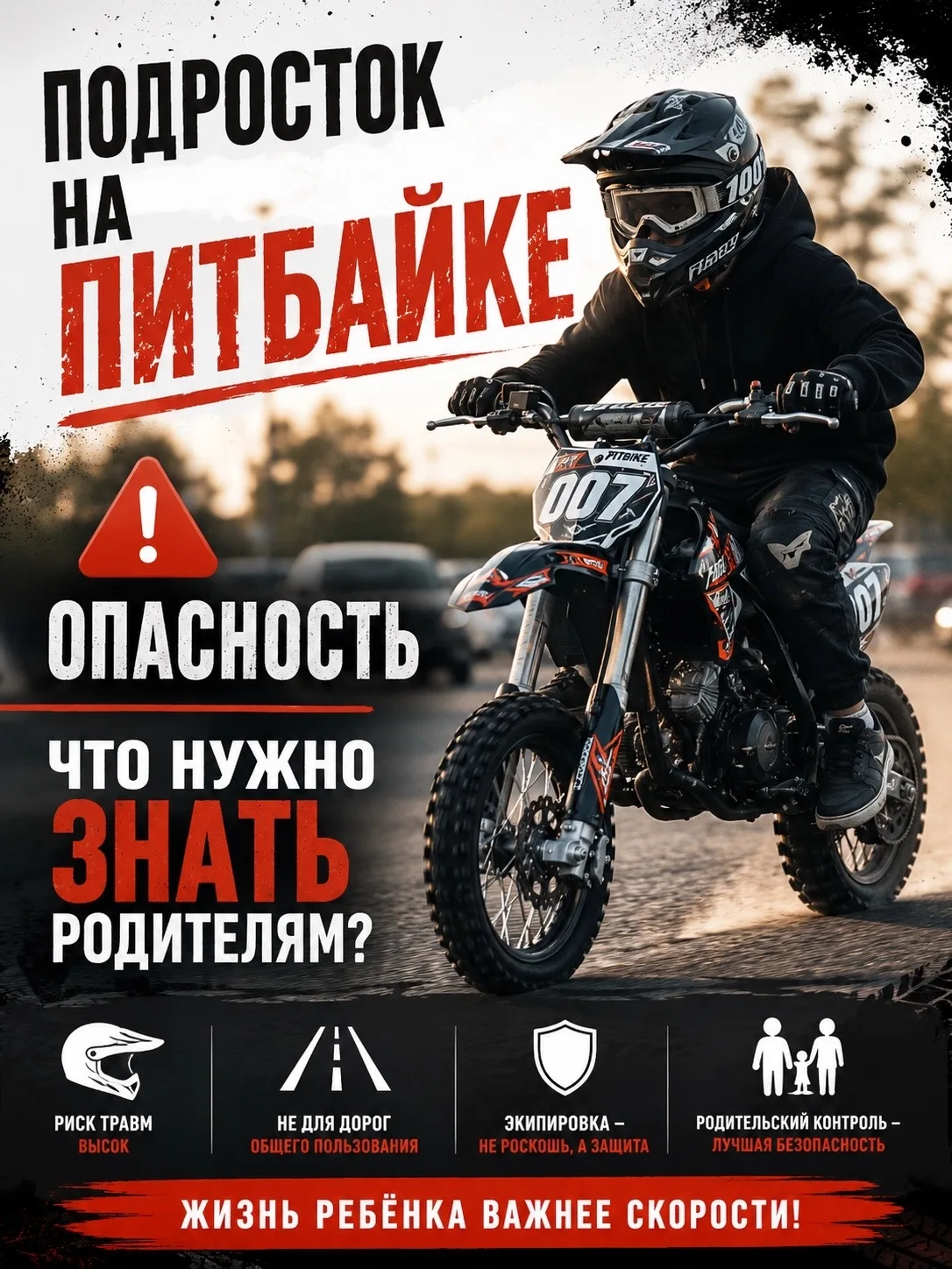 Питбайки и подростки: веселье или риск?🏍️