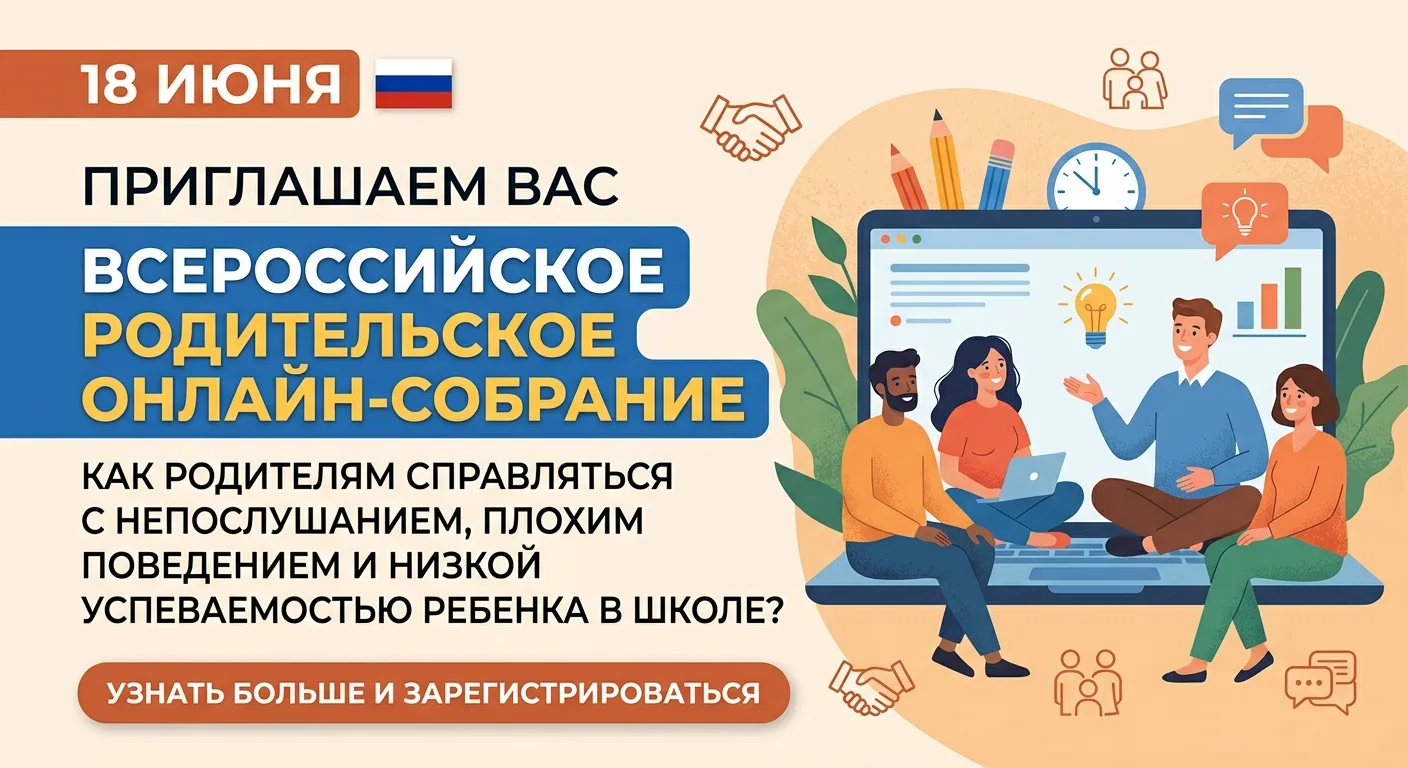 📢 Всероссийское родительское онлайн‑собрание

Уважаемые родители!  

Напоминаем, что завтра, 18 июн