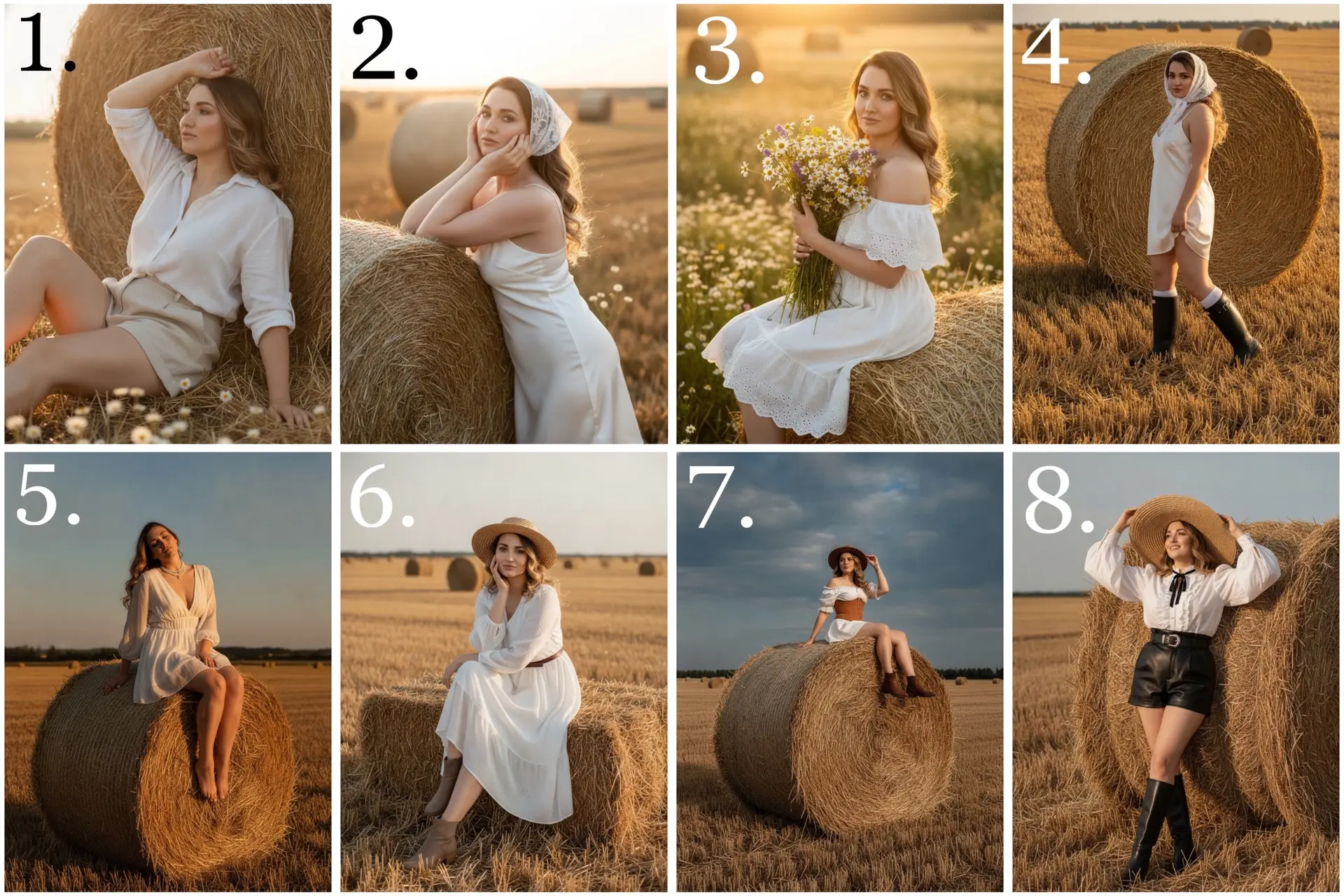 Промты для женской фотосессии «Сеновал» 💜