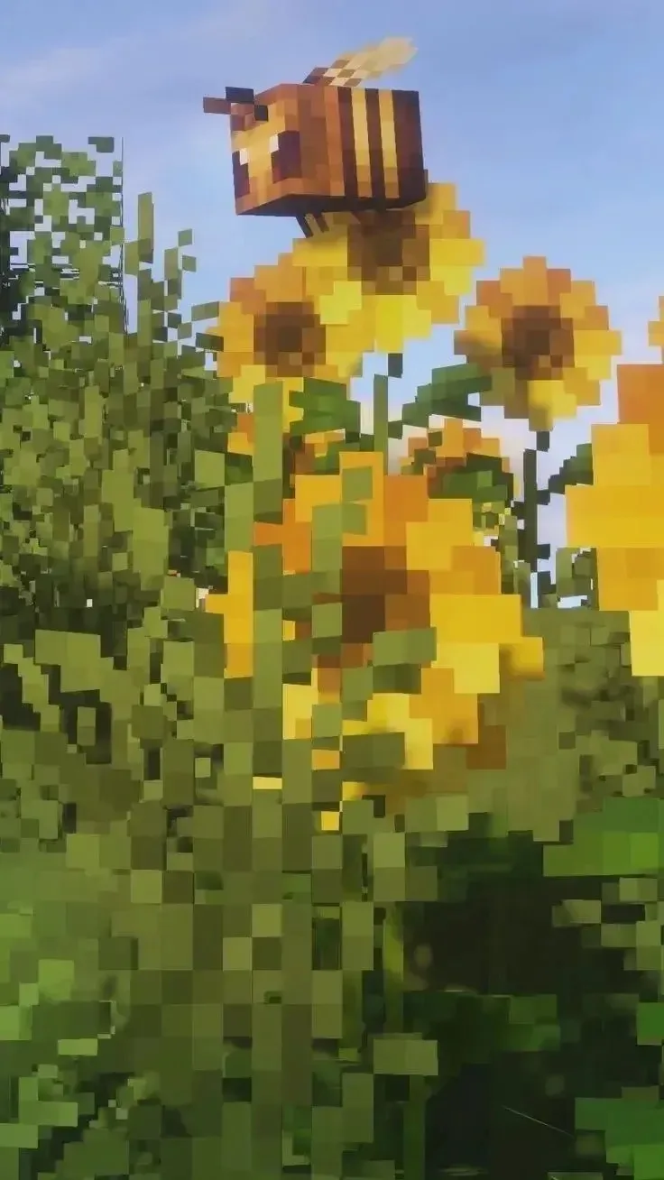 Обои на телефон Minecraft с пчёлами