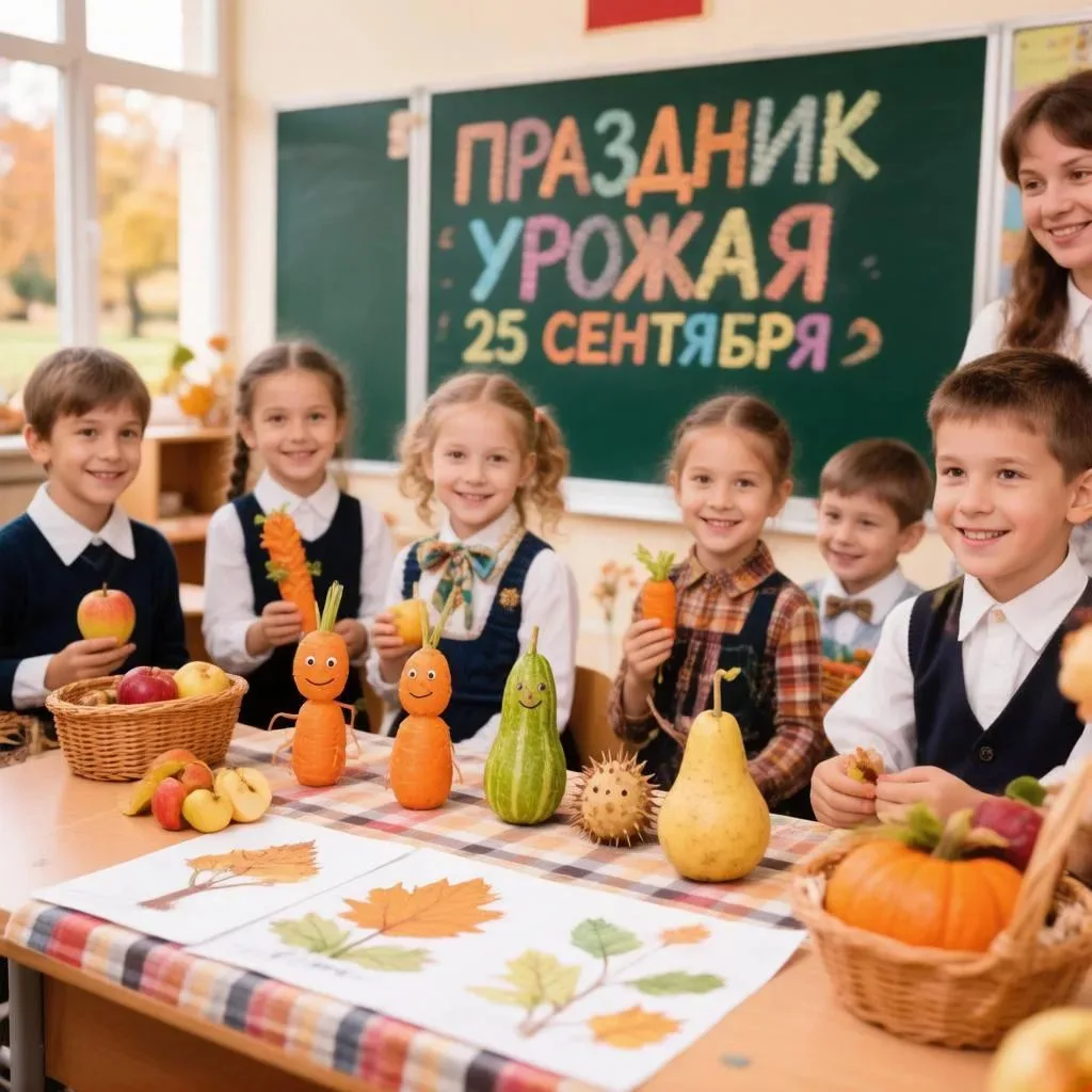 В пятницу, 25 сентября, для начальных классов будет праздник урожая. К пятнице нужно сд...