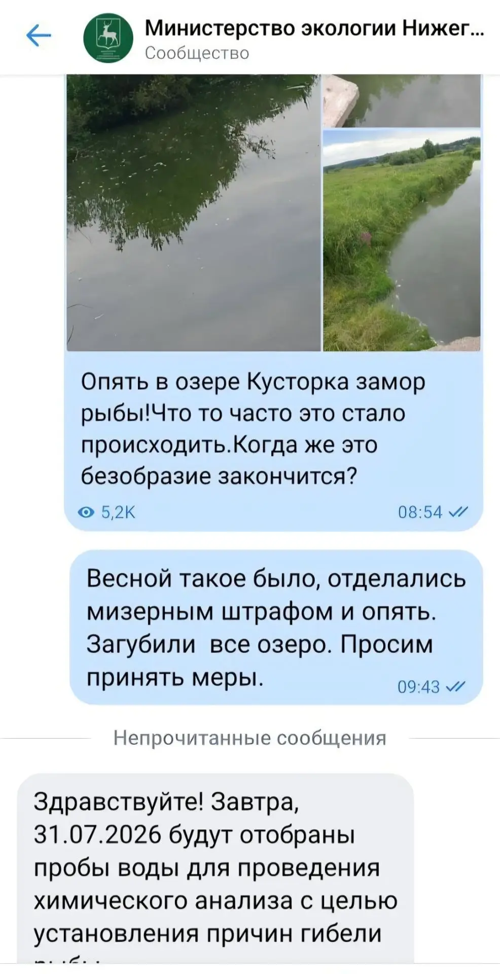 Министерство экологии ответило на замор рыбы в озере Кусторка в Тумботино.

ПОДПИСАТЬСЯ