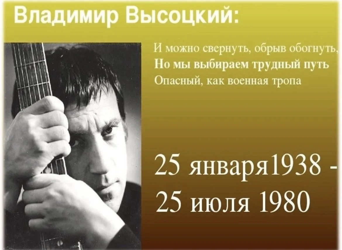 25 июля – День памяти одного из самых ярких и значимых поэтов и исполнителей нашей страны — Владимир