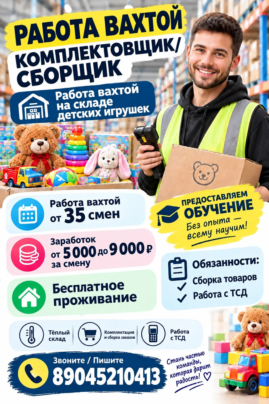 ВАКАНСИЯ: Комплектовщик / Сборщик на склад игрушек