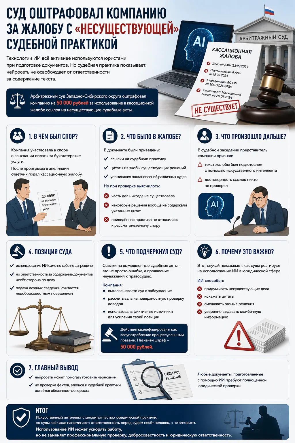 ⚖️ Продолжая тему использования искусственного интеллекта в юриспруденции: суд оштрафов...