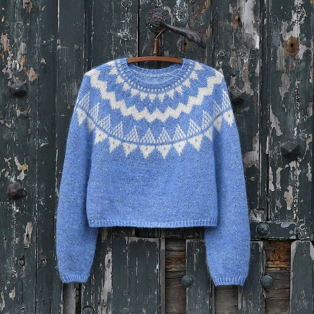 Джемпер с жаккардовой кокеткой🧶