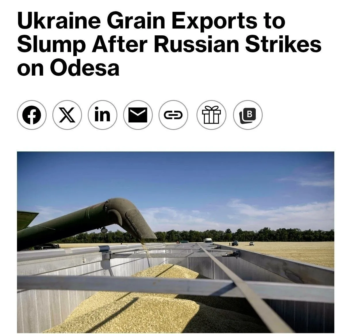 🇷🇺🚀🇺🇦Bloomberg прогнозирует обвал экспорта украинского зерна более чем вдвое — пор...
