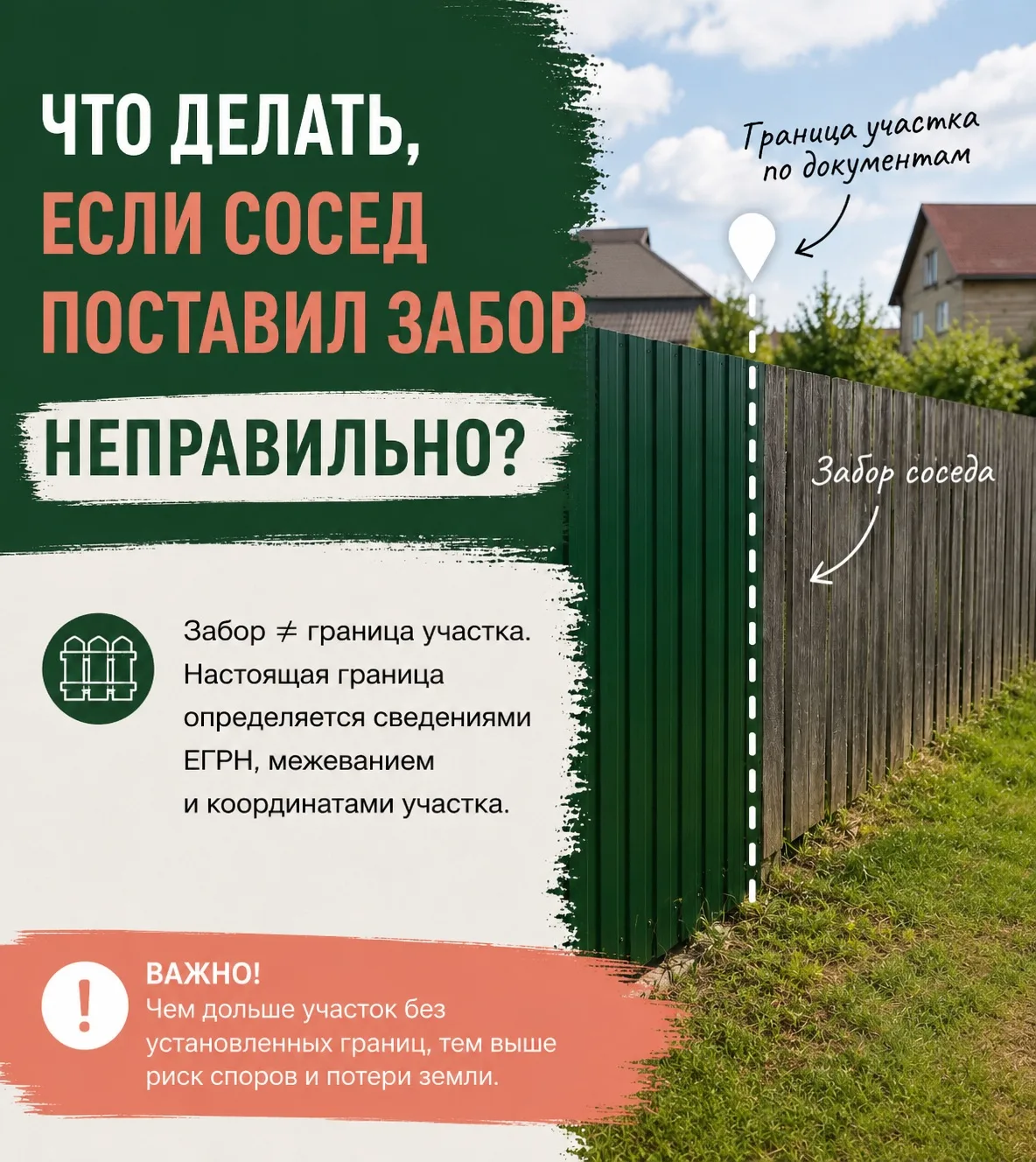 ⁉️ ЧТО ДЕЛАТЬ, ЕСЛИ СОСЕД ПОСТАВИЛ ЗАБОР «НЕПРАВИЛЬНО»