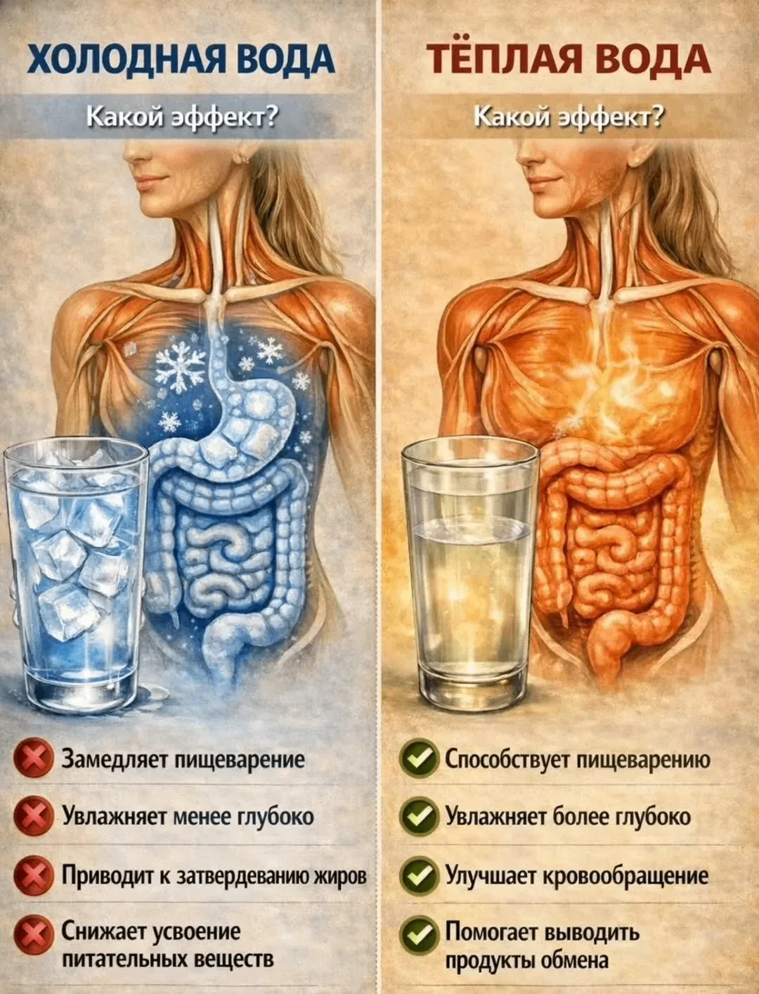 👉 Отправь тому, кто запивает всё ледяной водой 🧊

Холодная вода:
— может вызывать спазм
— замедляе