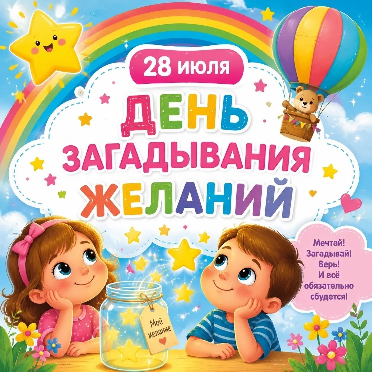 28 июля - особенный день, День загадывания желаний! 

Сегодня самый волшебный день, когда наши сердц