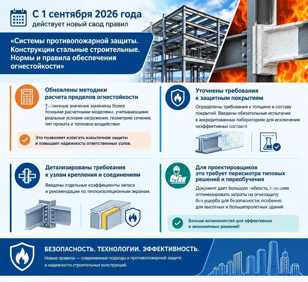 С 1 сентября 2026 года действует новый свод правил "Системы противопожарной защиты. Кон...