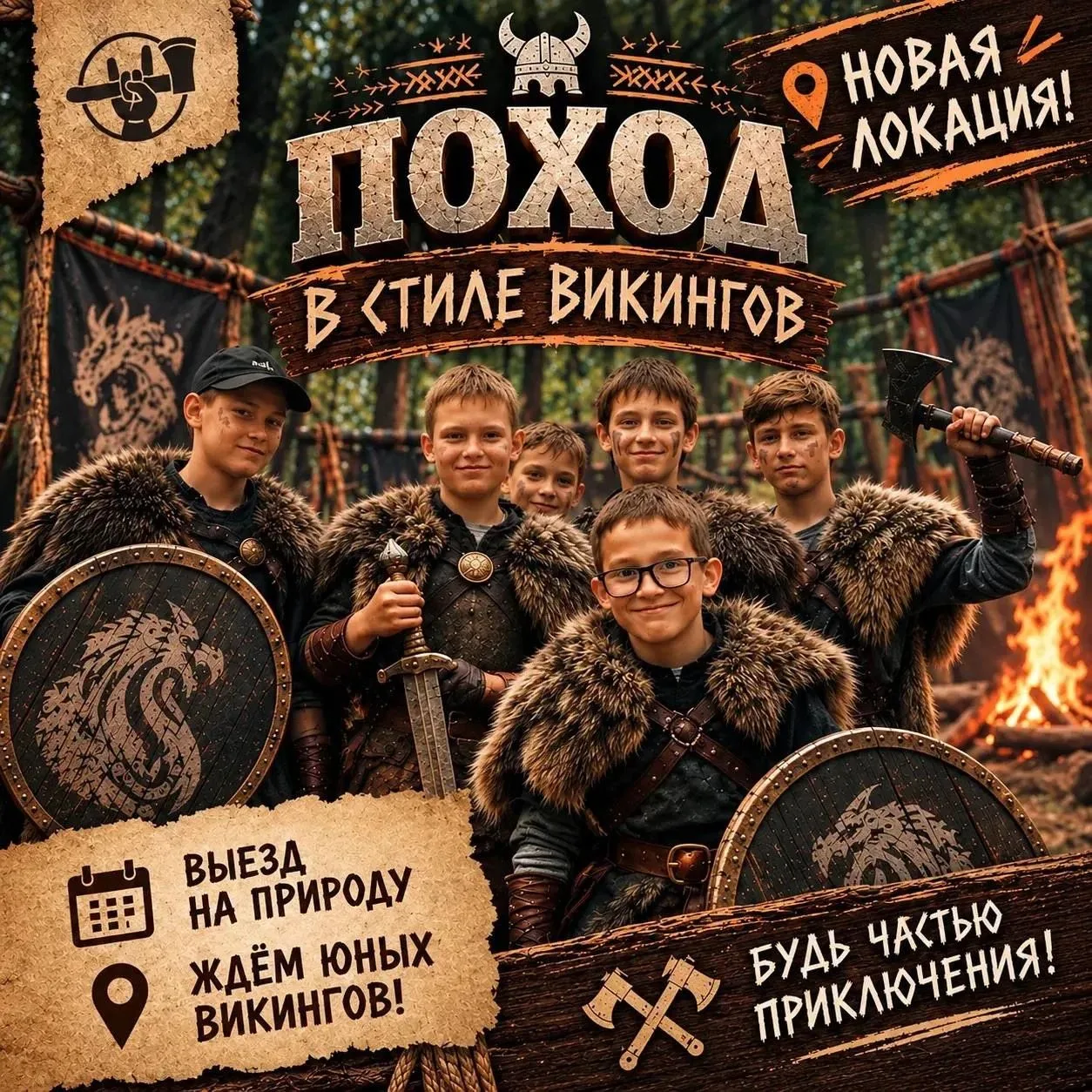 🪓 ПОХОД ВИКИНГОВ  для детей от 7 до 13 лет
