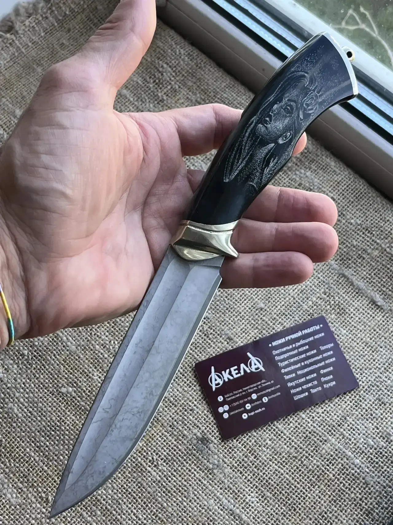 Роскошный нож  из стали м390 в обкладках из нержавеющей стали🤩
