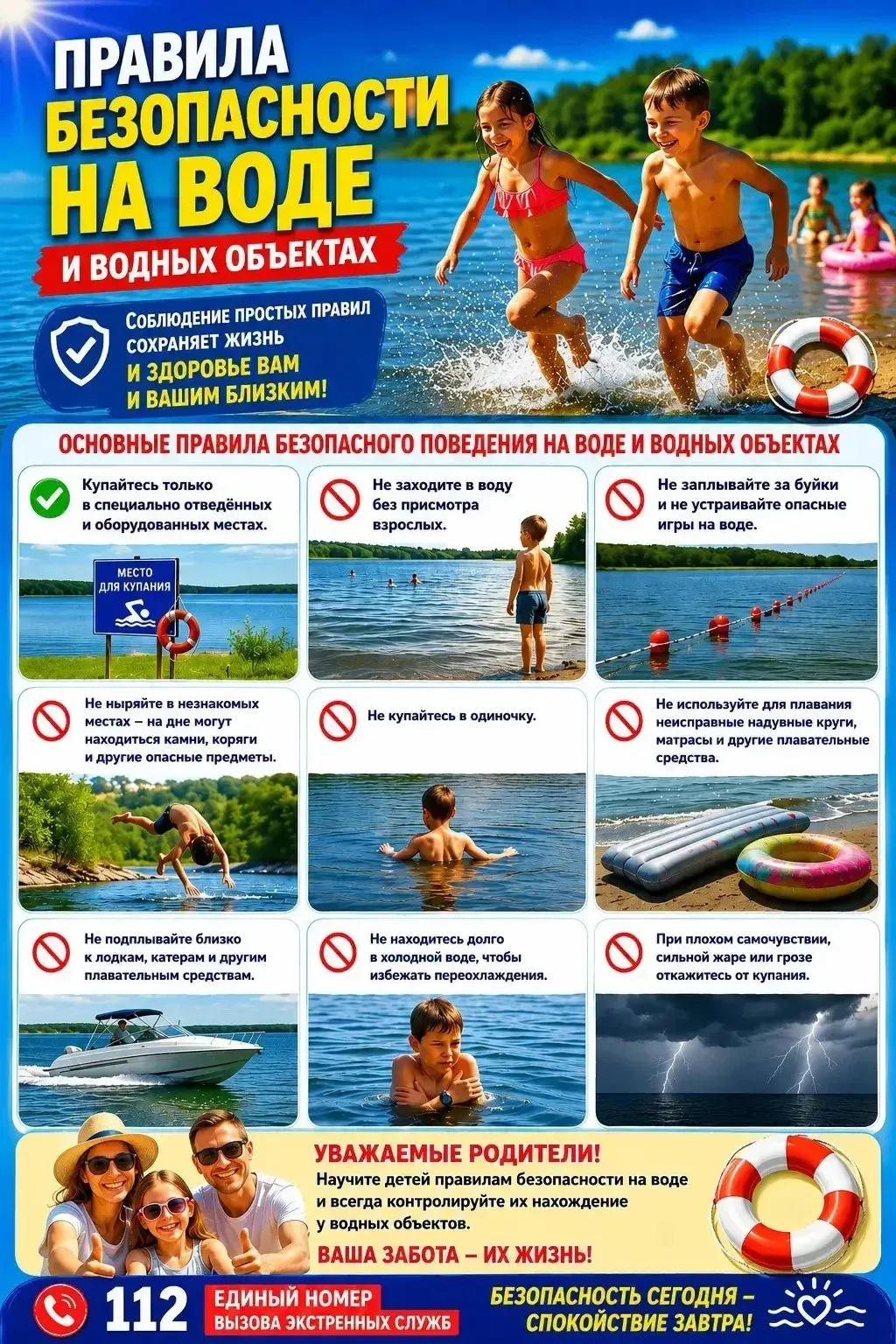 ☀️ Безопасное лето: правила поведения на воде ☀️