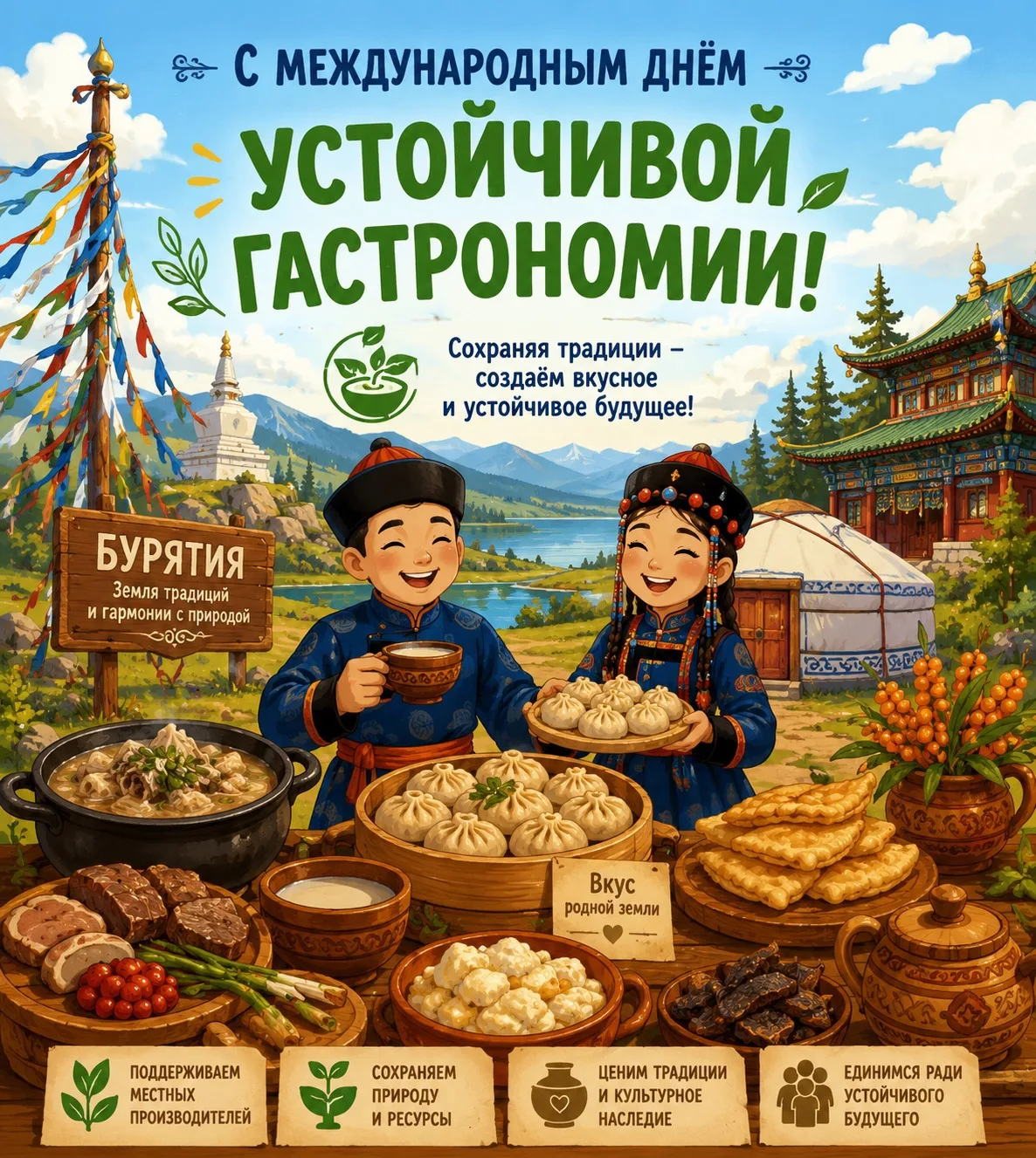 Поздравляем с Международным днем устойчивой гастрономии 🍽️

Для нашей республики у священного Байка