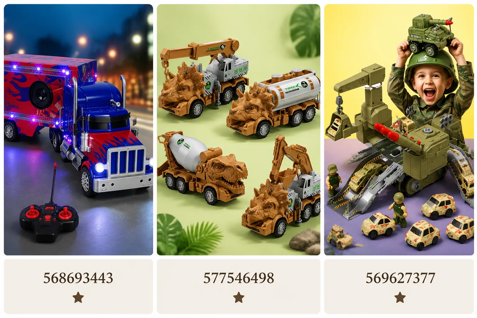 🔥 Подборка игрушек для мальчиков!

Артикулы:
— 568693443
— 577546498
— 569627377

Playokay | Telegr