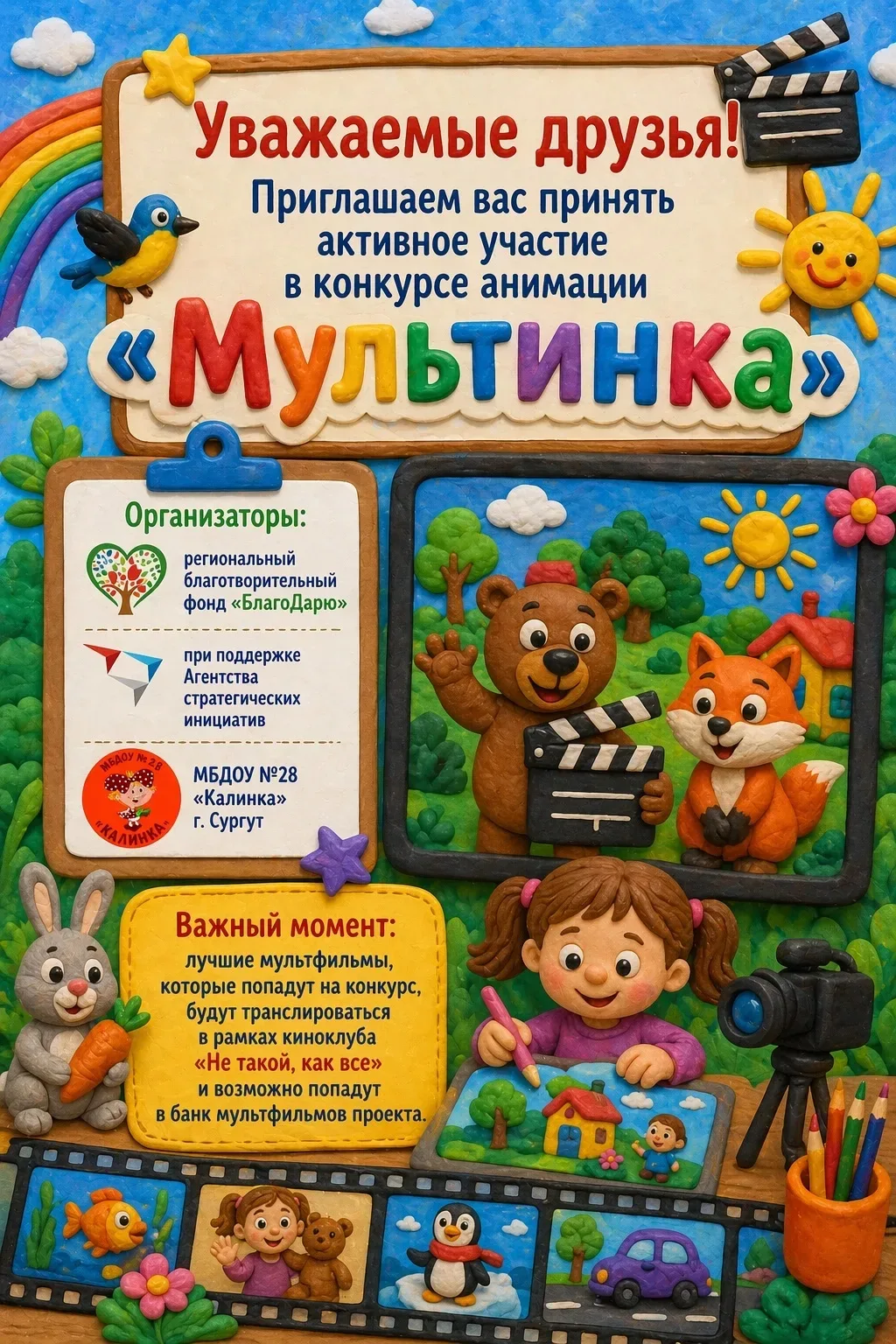 🎬️Дорогие друзья!

📽Приглашаем вас и ваших педагогов принять активное участие в конкурсе анимации 