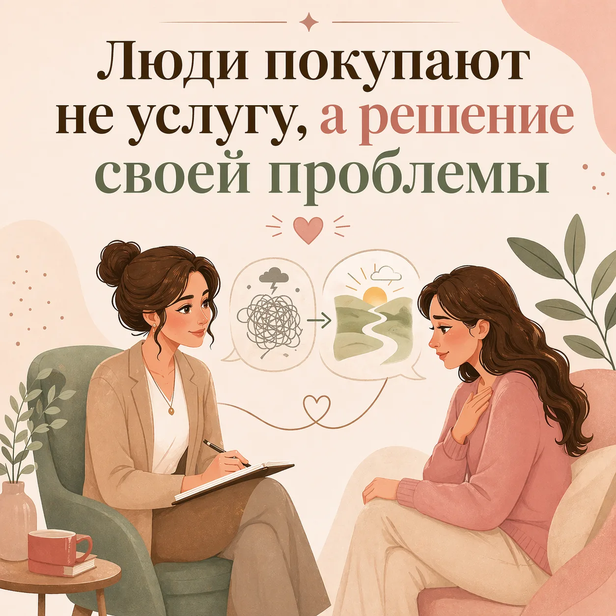 Люди не покупают услугу. Они покупают решение своей проблемы.