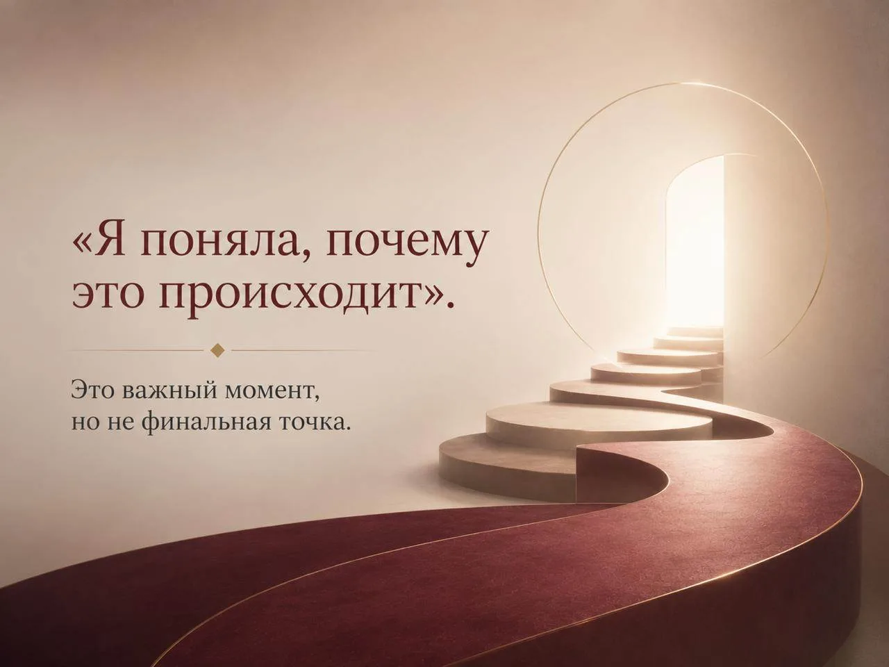 «Я поняла, почему это происходит»

Это действительно очень важный момент, но при этом далеко не фина
