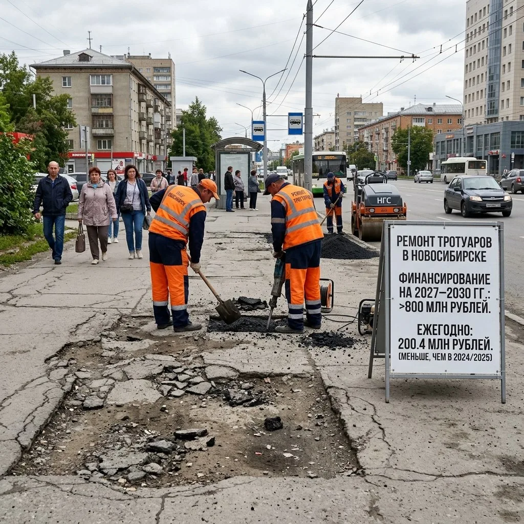 На ремонт тротуаров в Новосибирске выделят более 800 млн рублей до 2030 года