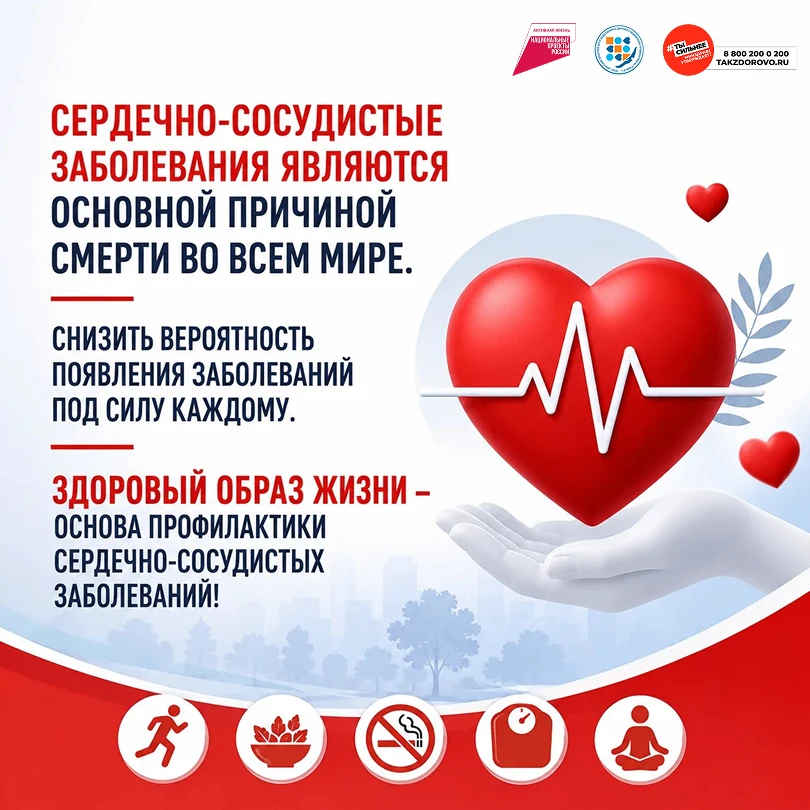 ❤️С 10 августа по 16 августа Неделя профилактики ССЗ. Будьте внимательнее к здоровью, б...