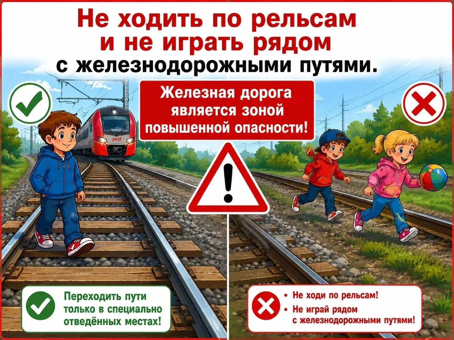 О чём стоит поговорить с ребёнком перед поездкой? 🚉

Правила поведения на железной дороге кажутся о
