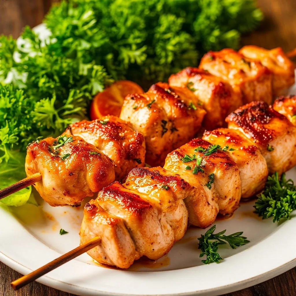 Куриные шашлычки в кефирном маринаде в аэрогриле 🍗

⏱️ Время: 20–25 мин (+ маринование 30–40 мин)
�