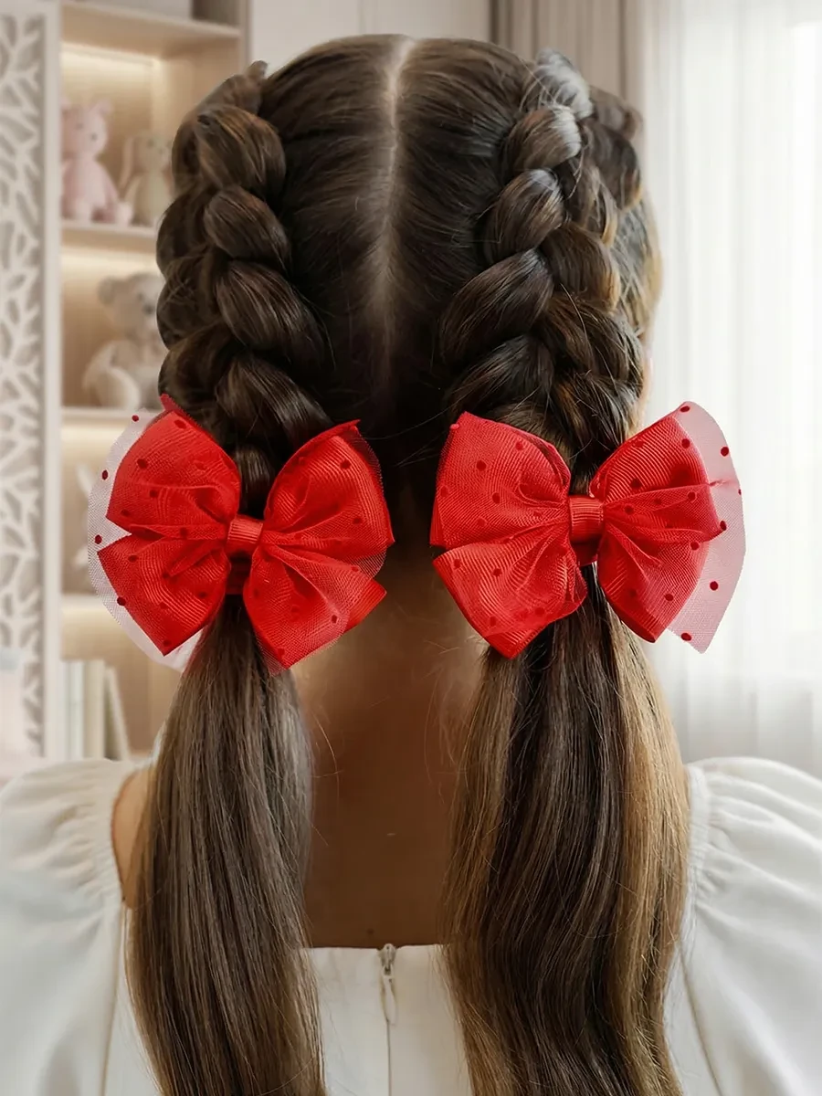 ⚡️ Красные бантики для волос на резинке 2 шт, HairBee