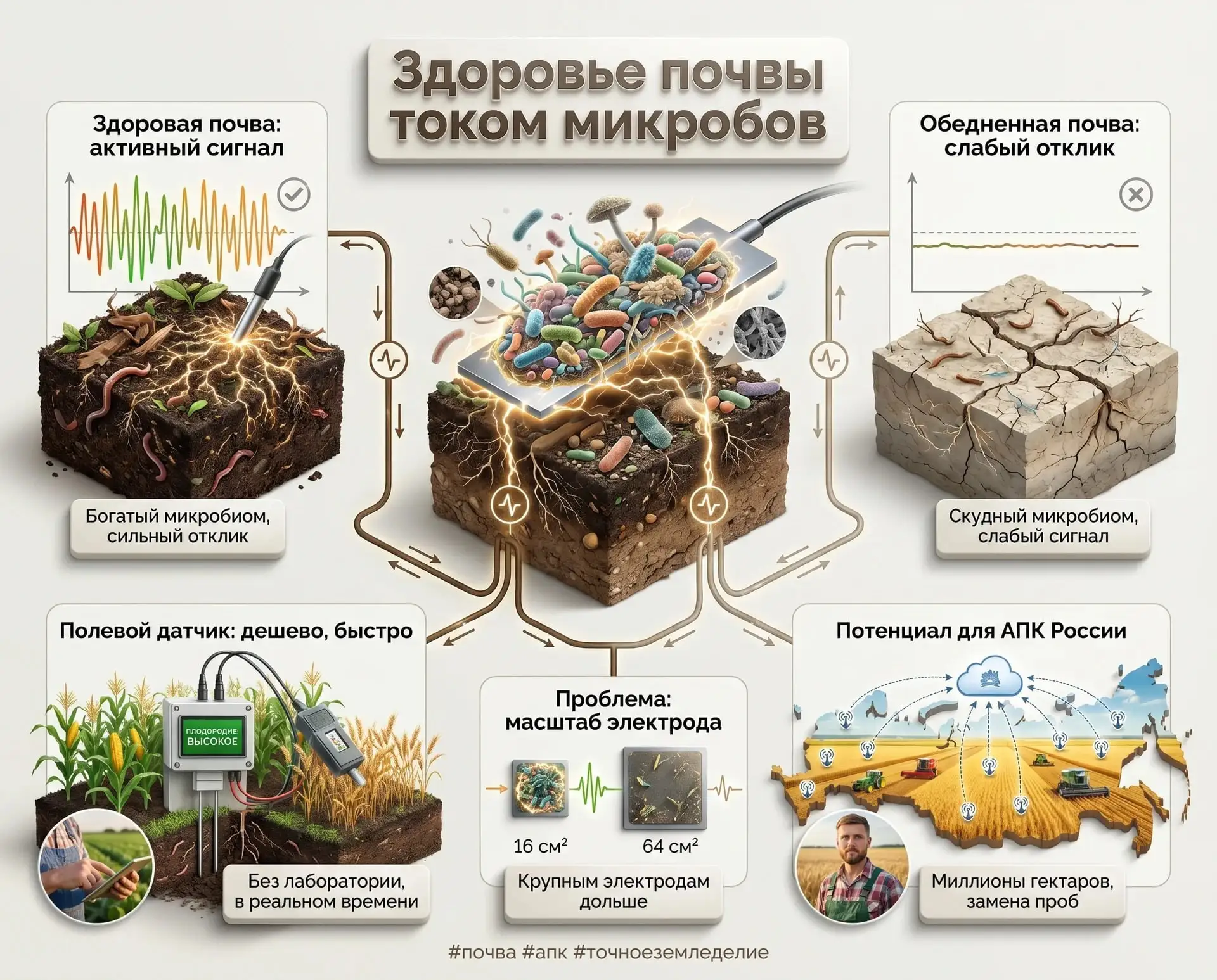 Здоровье почвы предлагают мерить током микробов