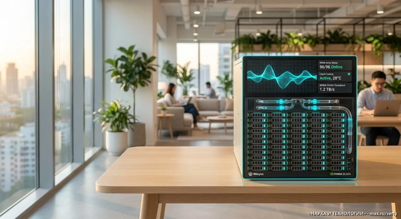 ⚡ Wiwynn представила сервер-монстр на базе NVIDIA SCADA — 96 NVMe накопителей с жидкостным охлаждени