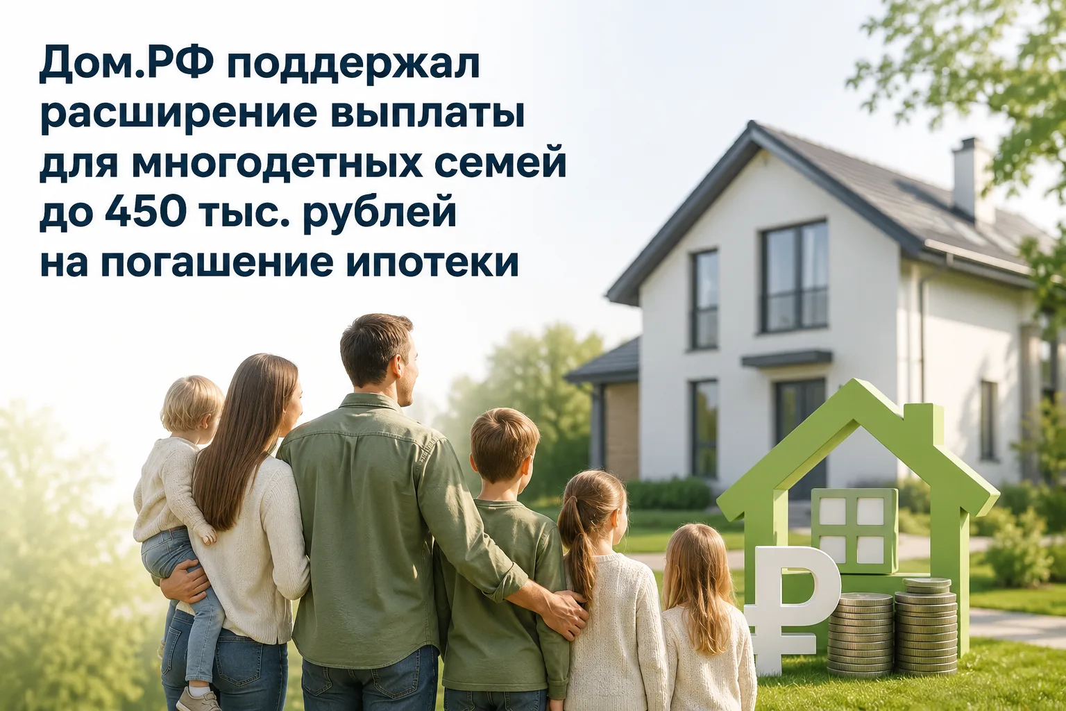 ❗️ Дом.РФ поддержал расширение выплаты для многодетных семей до 450 тыс. рублей на пога...