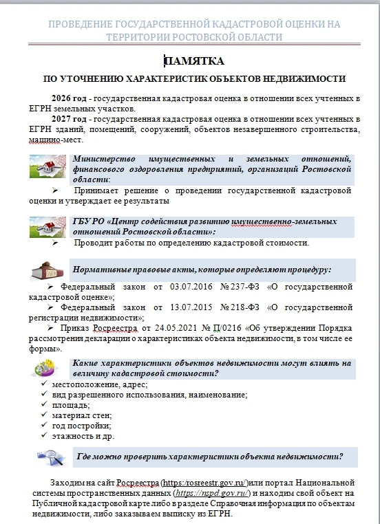 Извещение о проведении в 2027 году государственной кадастровой оценки зданий, помещений...