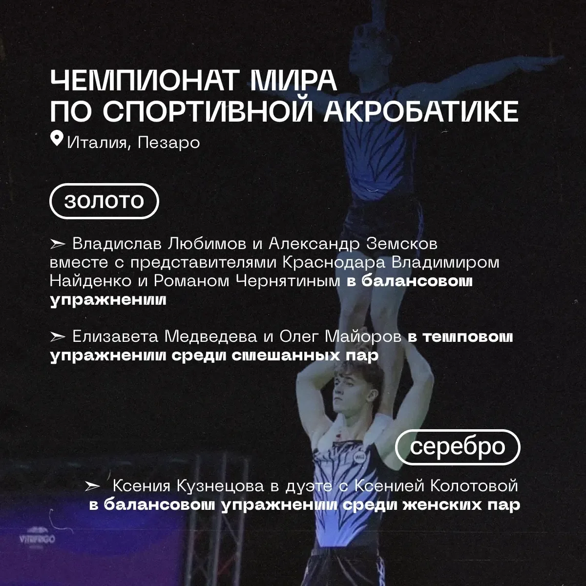 В итальянском Пезаро завершился чемпионат мира по спортивной акробатике. Петербургские ...