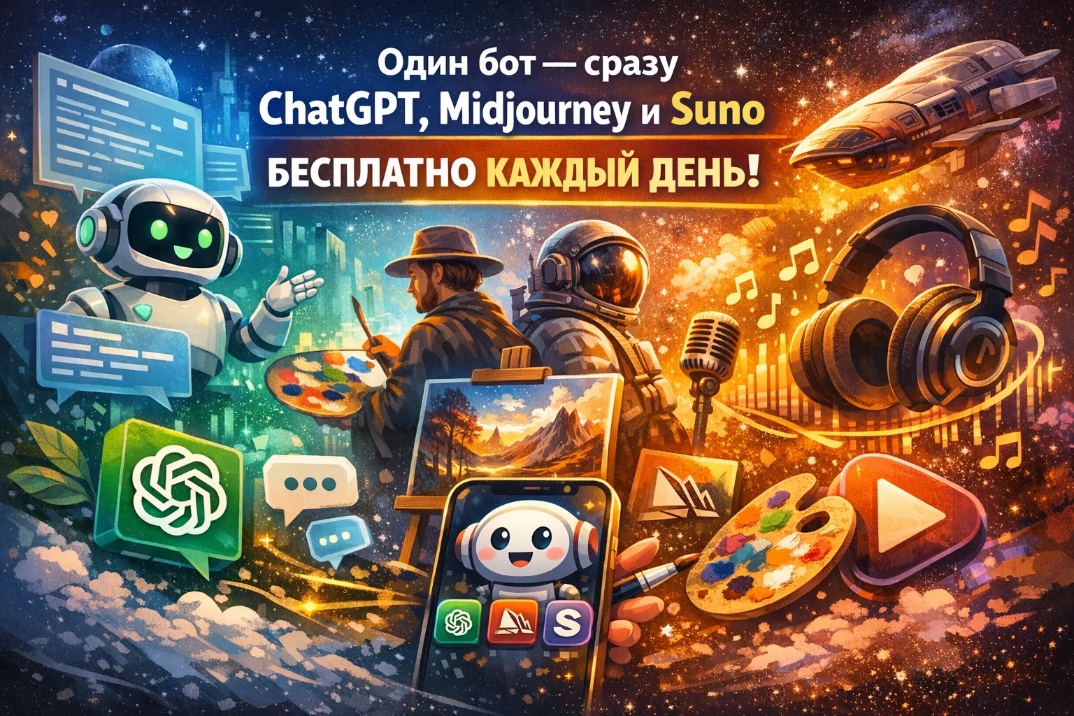 🚀 Один бот — сразу ChatGPT, Midjourney и Suno бесплатно каждый день

Хочешь получить доступ к топов