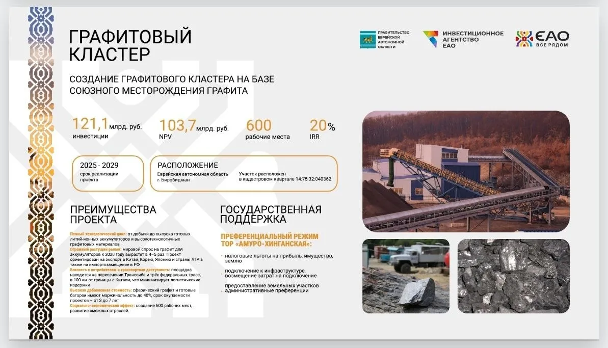 💎Добыча графита в Еврейской автономной области и развитие кластера на базе месторождения