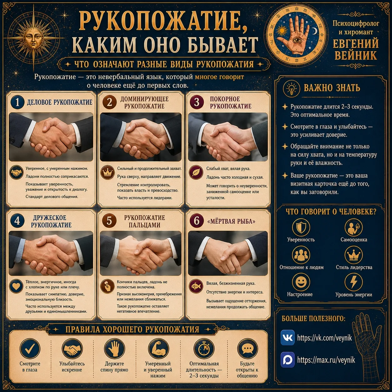🤝 Рукопожатия: какими они бывают и что о вас говорят 🤝
👀 Вы замечали, как иногда человек ещё ниче
