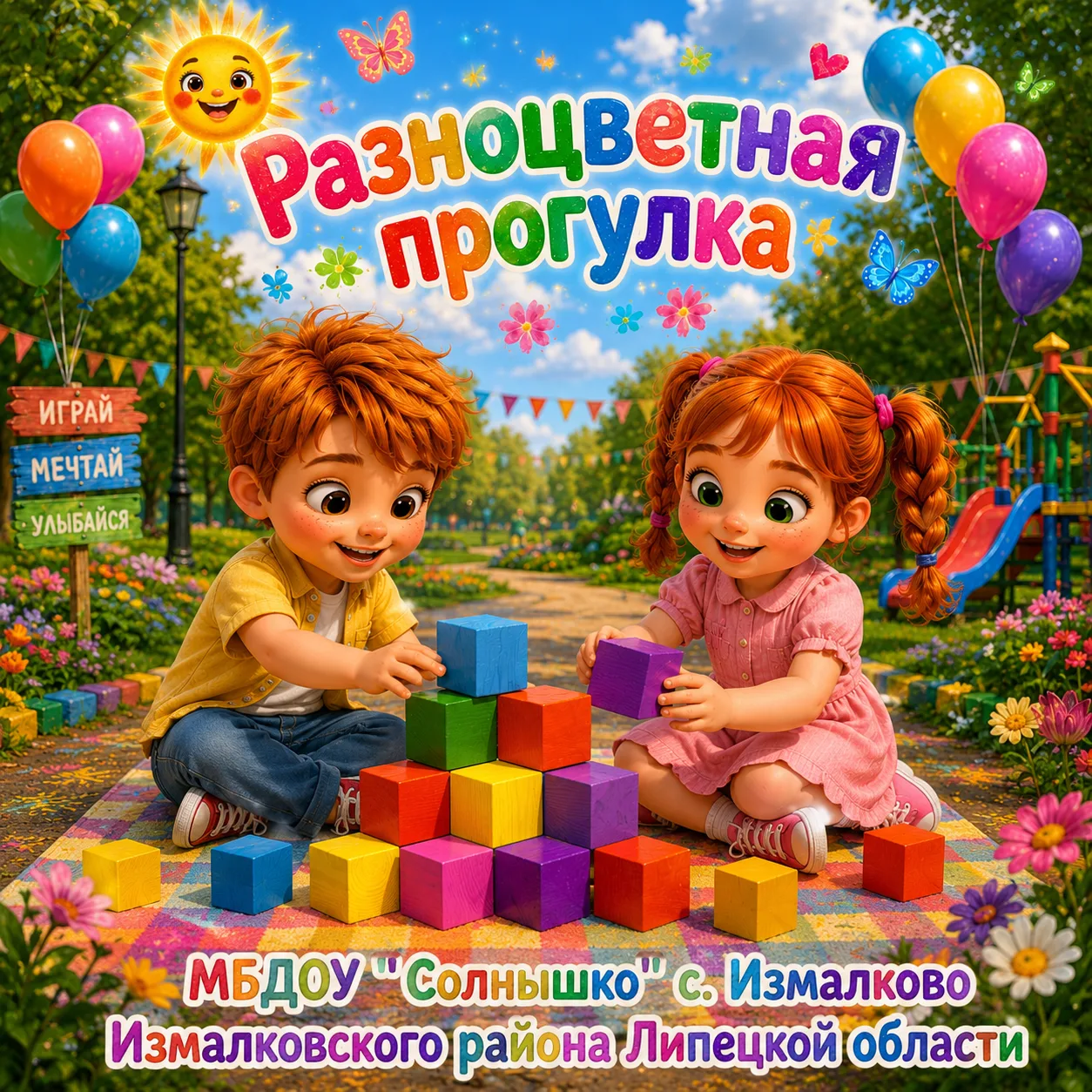 ☀Разноцветная прогулка🎨

🔴Красный мячик прыг да скок,
🔵Синий - падает снежок,
🟡Жёлтый - солнышко